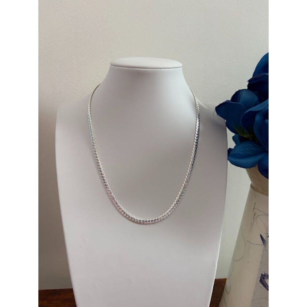 925 Silver Plated Herringbone Necklace NWT 18"